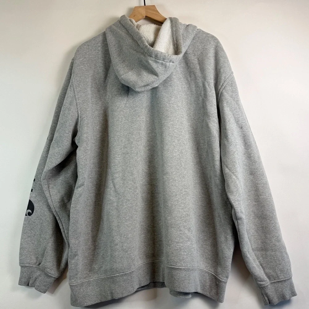 Carhartt Loose Fit Hoodie Heather Gray Graphic‎ Sleeve Mens XL Workwear Pullover